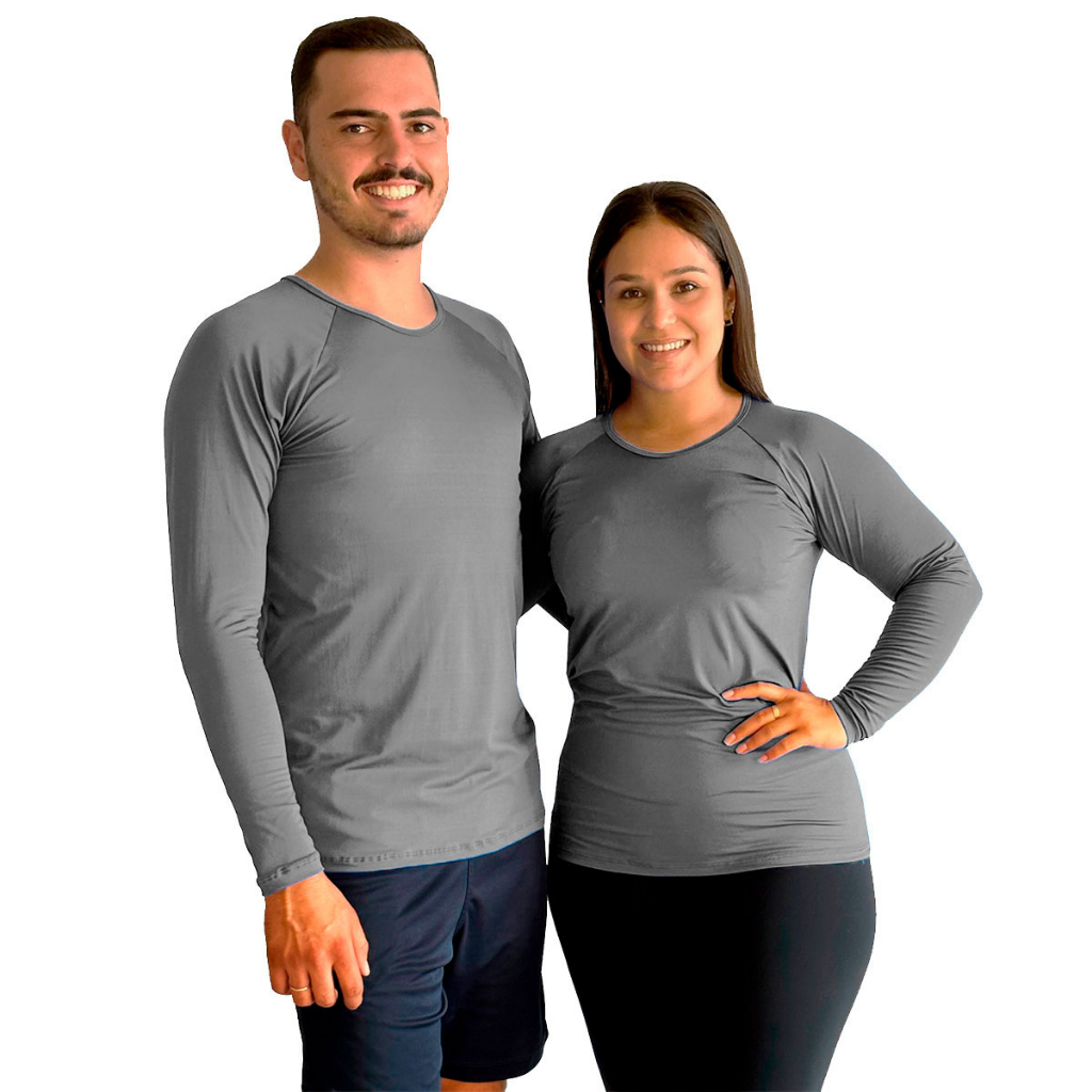 Blusa Camisa Térmica Masculina e Feminina Proteção Solar Unissex Cinza