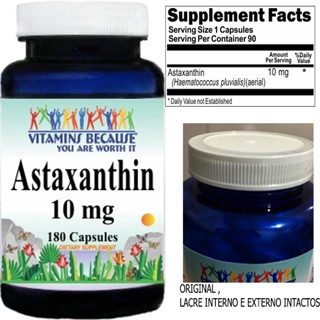 Vitamins because Astaxantina Natural 10mg 180 capsulas Original Importado