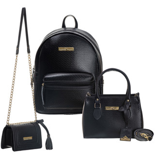 Kit Mochila + Bolsa Média Feminina + Bolsa Pequena Kani Iasmin Prado