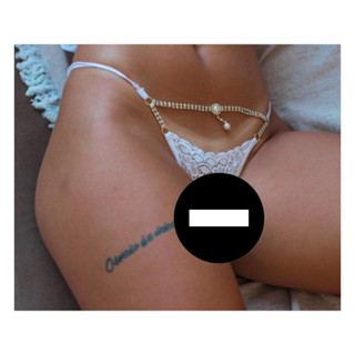 Calcinha Bijuteria Langerie Sexy Glamour Regulagem Pingente Luxo