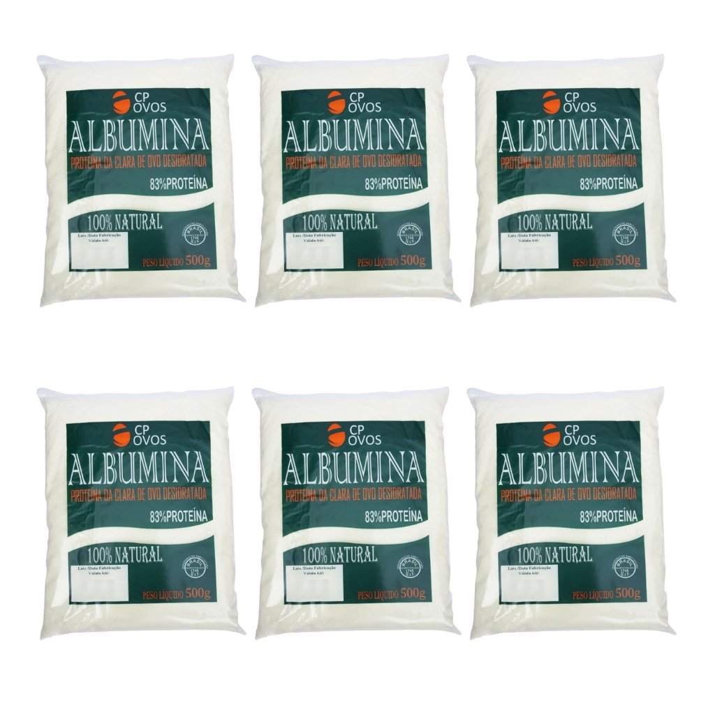 Albumina Pura 3 kg - Proteína 80% - Suplemento Integral - CP Ovos - (6x500g)