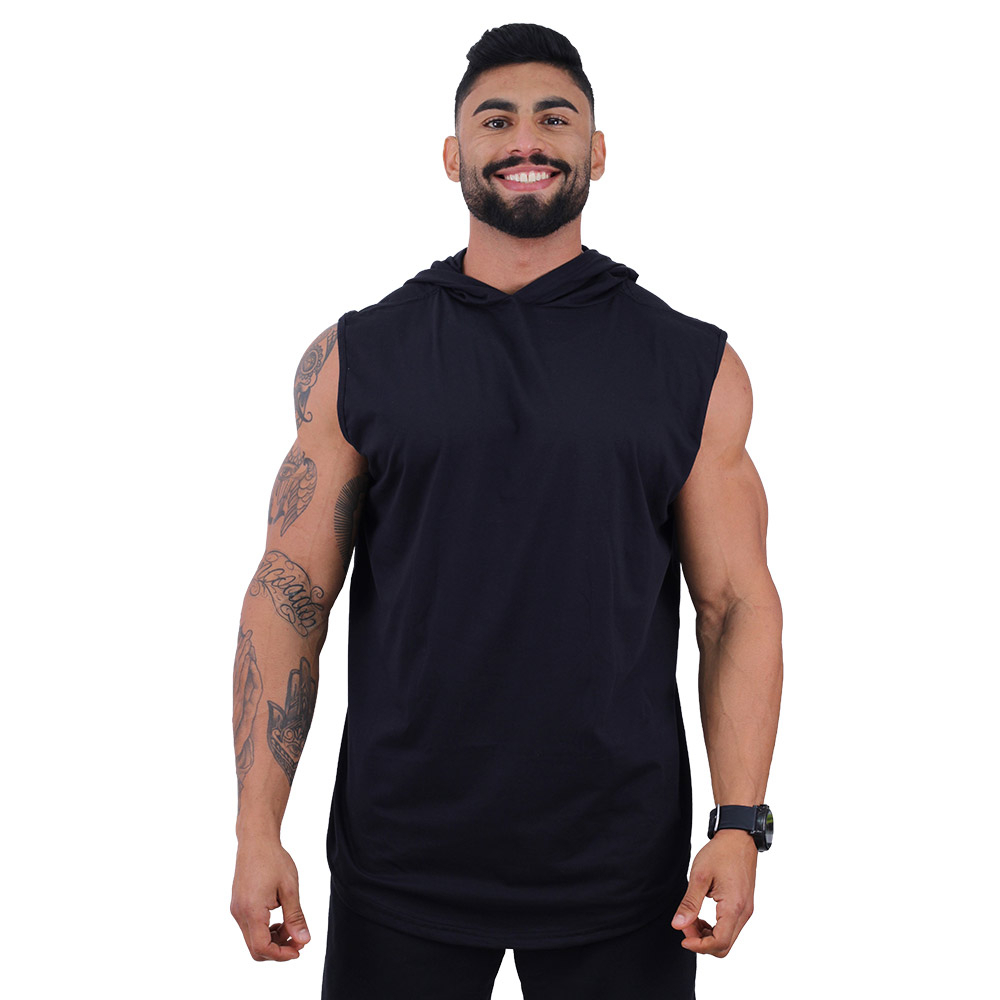 Regata Longline Com Touca Masculina MXD Conceito Academia Musculação Cores Lisas