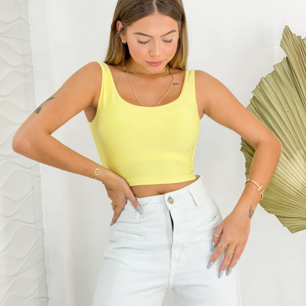 Cropped Regata Feminino Blusa Top Basico com Bojo Suplex Moda Blogueira fitness em Oferta na Shopee