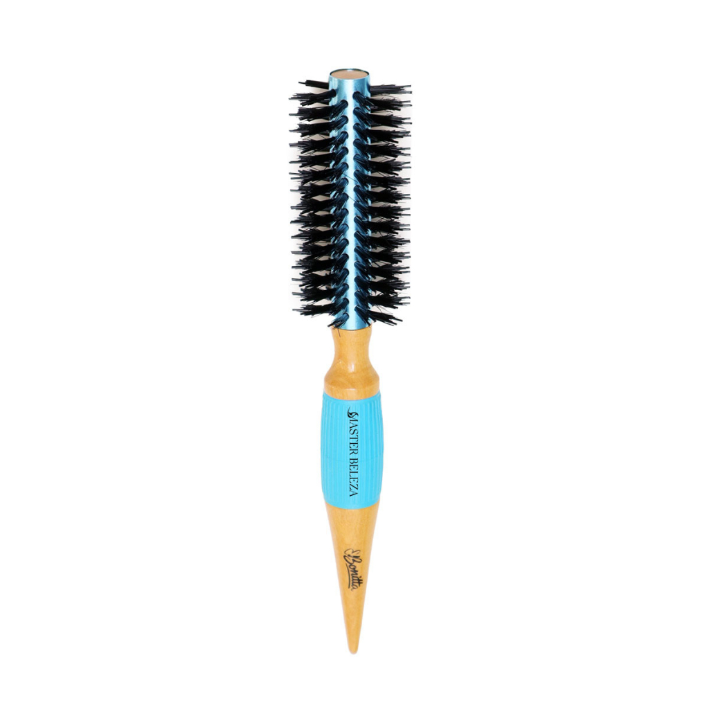 Escova De Cabelo Profissional Thermal Metallic Pro Wood 45mm Azul Madeira