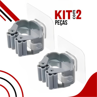 Kit 2 Suporte Vassoura Rodo Encaixe Plástico Auto Adesivo