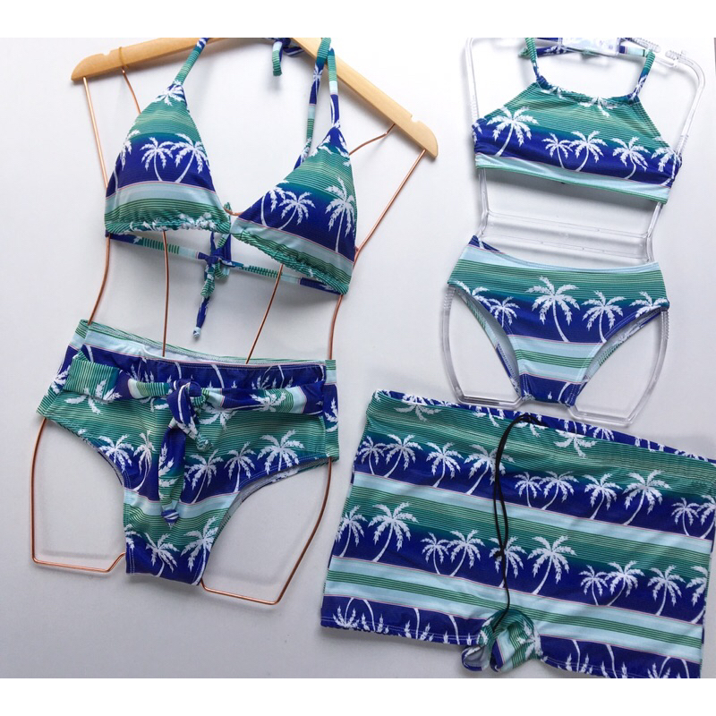 Kit Família Mãe Filha Pai - 2 Biquinis 1 Sunga - Moda Praia