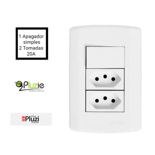 2 Dupla Tomadas 20a 250v + Apagador Interruptor Simples Pluzie Modular