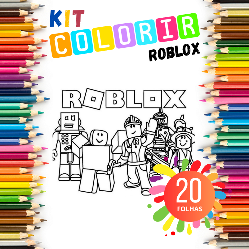 KIT 20 DESENHOS ROBLOX PARA COLORIR PINTAR EM FOLHA SULFITE A4