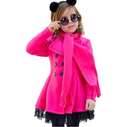 Sobretudo Casaco Infantil Feminino Renda Meninas