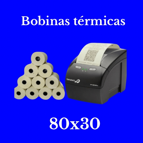 Bobina térmica Branca pdv 80x30 caixa c/ 30 unidades.