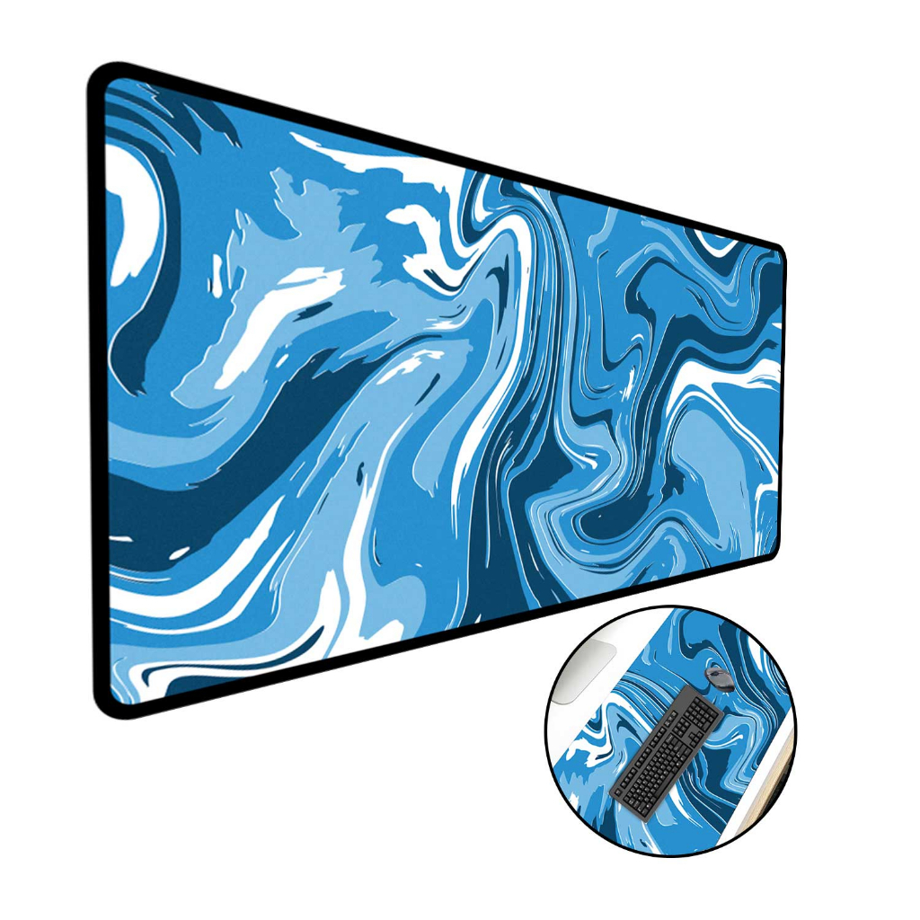 Mouse Pad Gamer Speed Extra Grande Borda Costurada Profissional - Abstrato Premium Azul