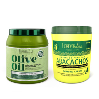 Kit Umectação De Abacate Com Máscara Olive Oil 950G Com Creme De Pentear Abacachos