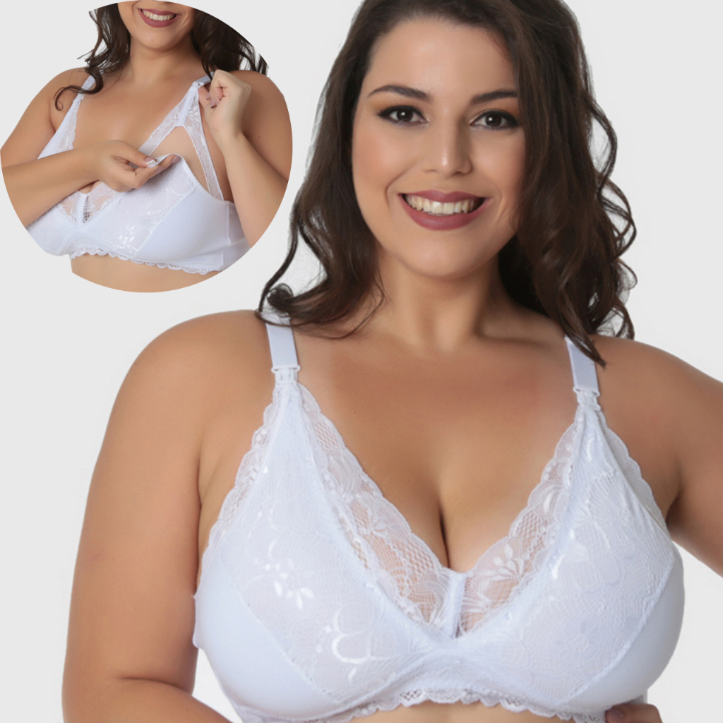 Sutiã Amamentação de Algodão com Renda, Plus Size, Forrado, sem bojo e sem aro, tamanhos 48 ao 56.