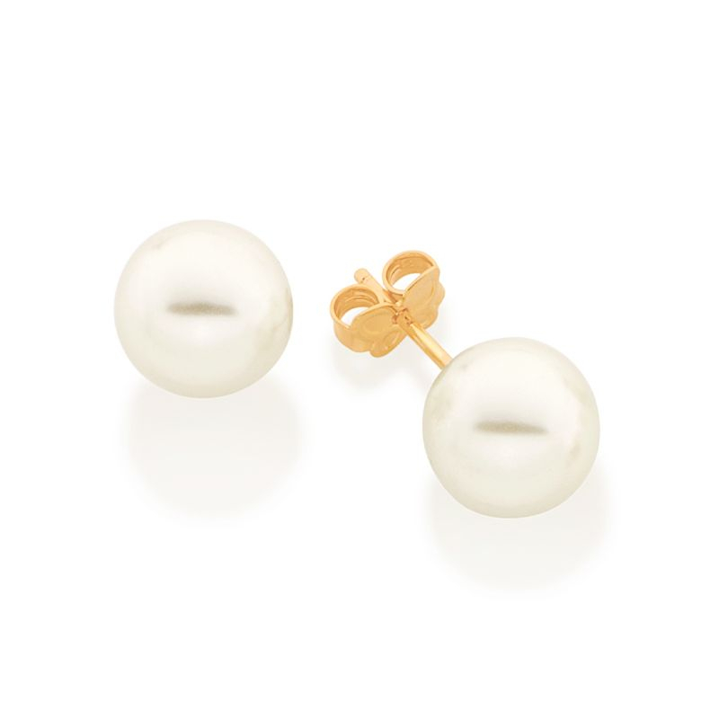 Brinco Rommanel Bolinha 10mm Bola de pérola - 524946