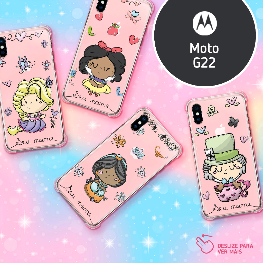 Capa Capinha - Motorola Moto G22 - Princesas Princess Party Personalizada com Nome