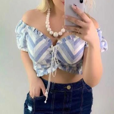 Blusa feminino manga curta tem bojo , modelo ciganinha moda verão9998