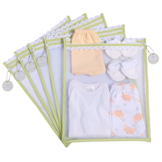 Kit c / 5 Saquinhos Maternidade (Verde) Tule com TAG ACRÍLICA e ZÍPER Organizadores 30x35 cm em Oferta na Shopee