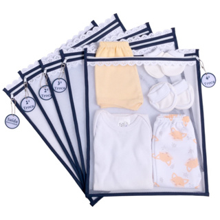Kit c / 5 Saquinhos Maternidade (Azul Marinho) Tule com TAG ACRÍLICA e ZÍPER Organizadores 30x35 cm em Oferta na Shopee