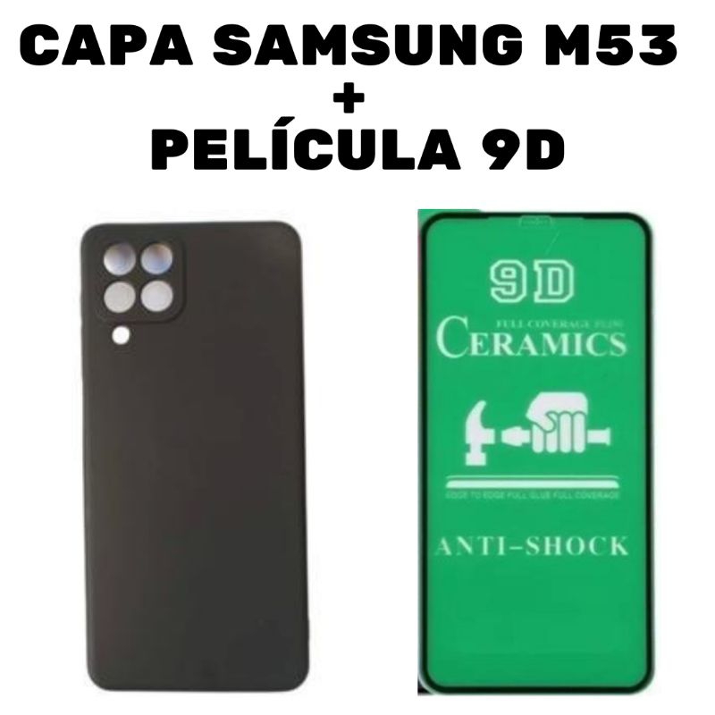 Capa Capinha Aveludada + Película Cerâmica 9D Celular Samsung Galaxy M53 5G