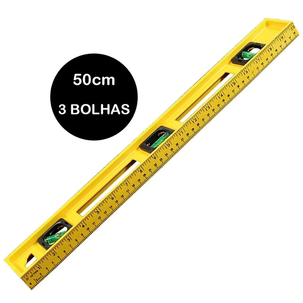 Nível 3 Bolhas 50 cm com marcações de régua 500 mm em ABS em Oferta na Shopee