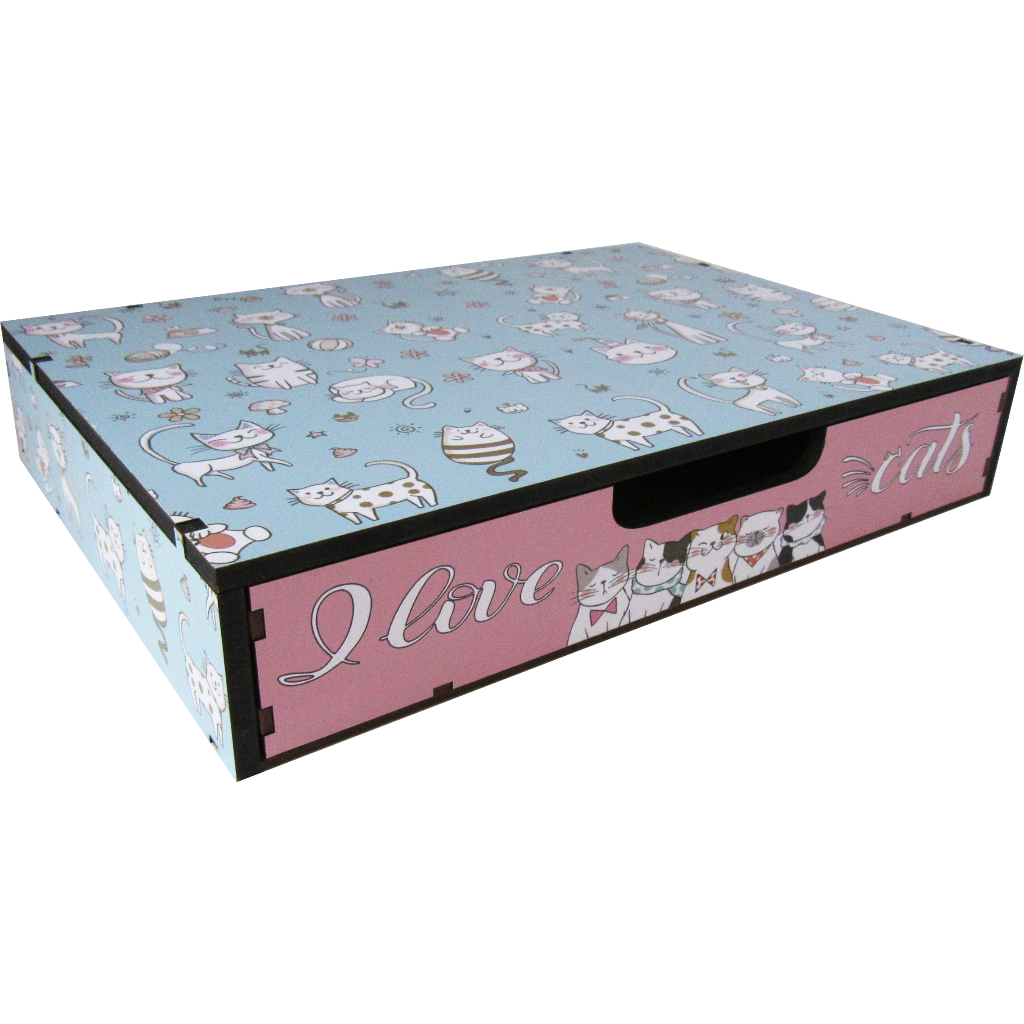 Suporte de Monitor MDF com Gaveta - Estampas de Gato ou Cachorro p/ Mesa Organizada e Fofa