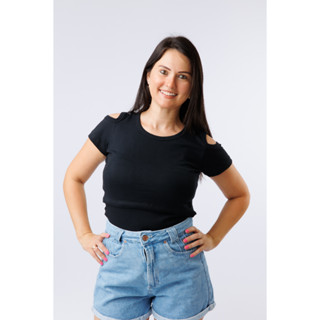 Blusa Manga Curta Manga Vazada Amamentação