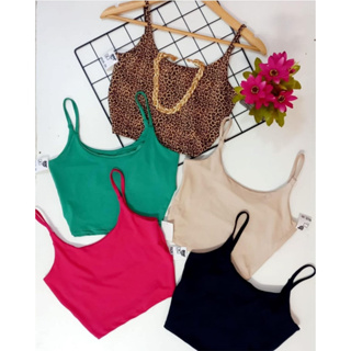 Cropped feminino casual lisos e estampados Alça fina suplex varias cores em Oferta na Shopee