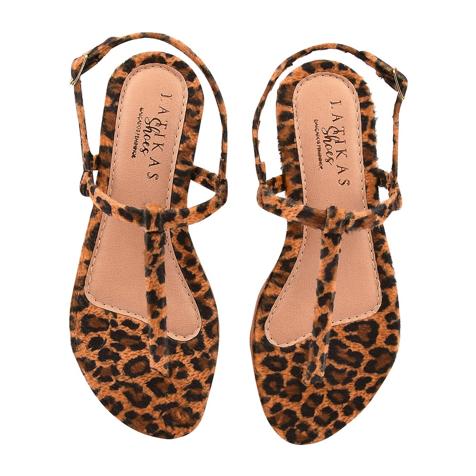 Sandália Feminina Confortável Rasteirinha Onça Animal Print Rasteirinha Feminina Confortável