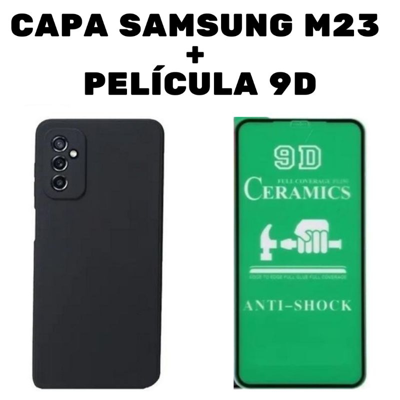 Capa Capinha Aveludada + Película Cerâmica 9D Celular Samsung Galaxy M23 5G