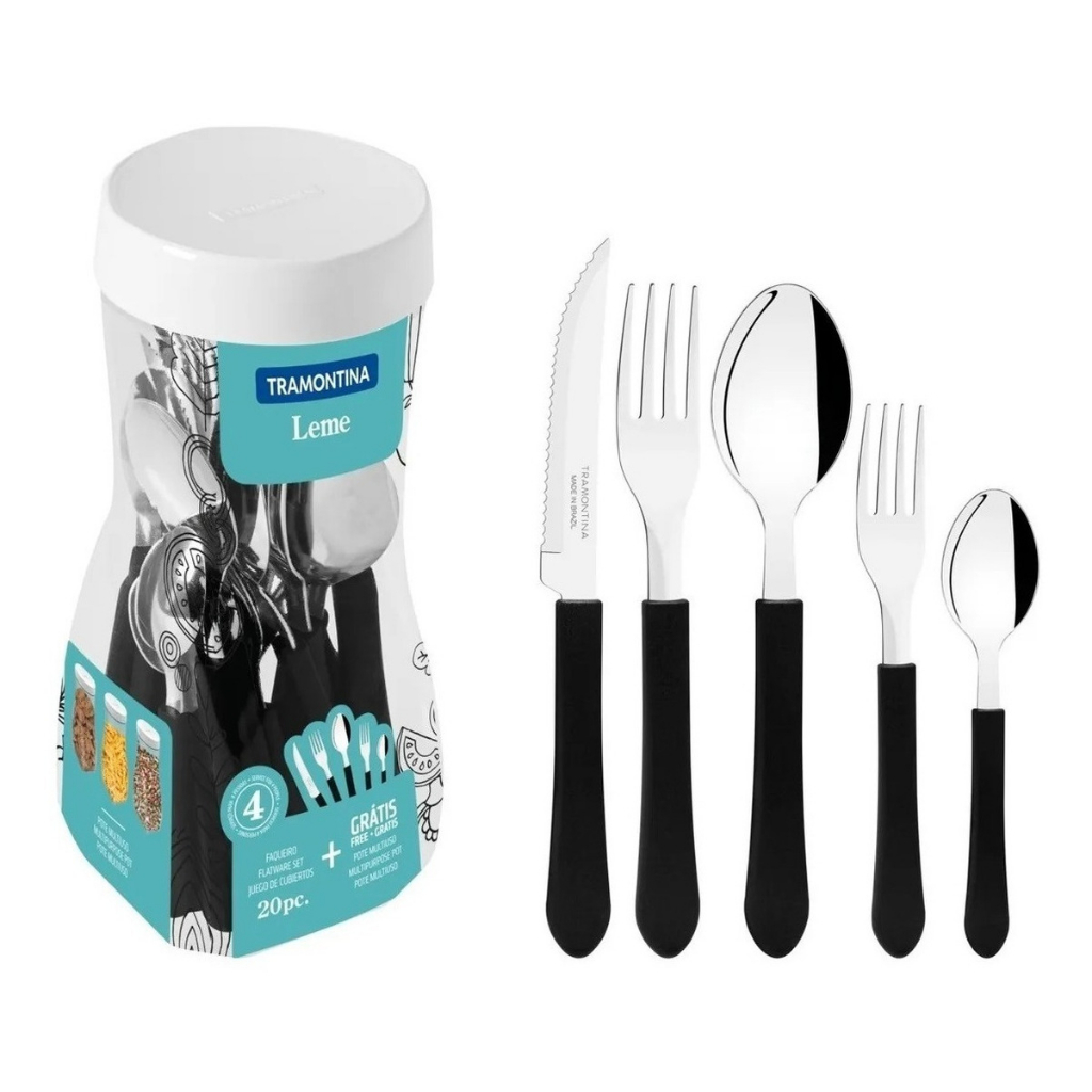 Faqueiro Tramontina Jogo de Talheres 20 peças Leme Laminas em Aço Inox