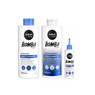 Kit Sos Bomba Shampoo e Condicionador 500ml + Tônico Crescimento Acelerado Salon Line