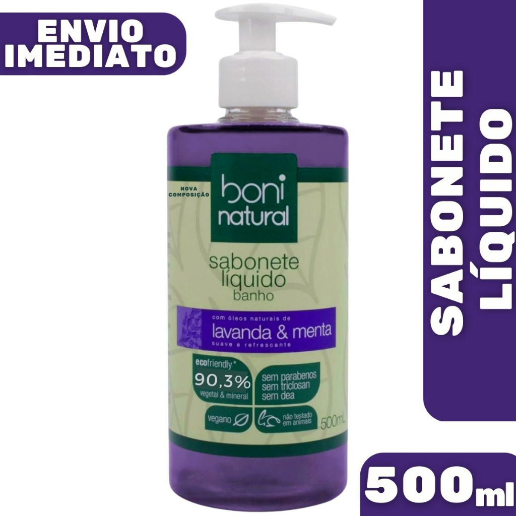 Sabonete Liquido Vegano - Lavanda e Menta 500ml Boni