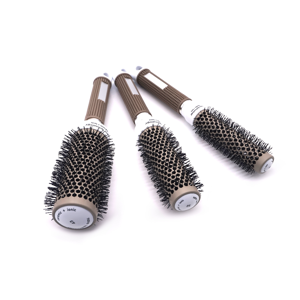 Kit 3 Escova Profissional Metal Vazada Térmica Para Escovação de Cabelo