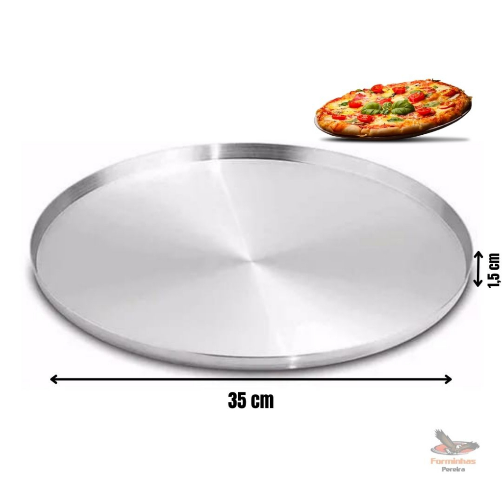 FORMA DE PIZZA -35CM  EM ALUMINIO REFORÇADO - FORMAS PEREIRA em Oferta na Shopee