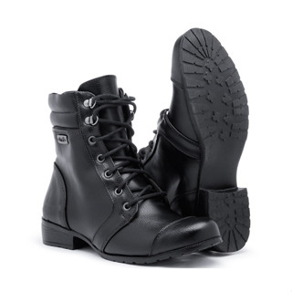 Bota Feminina Motoqueira Militar Civil Estilo Coturno Cano Médio Macio
