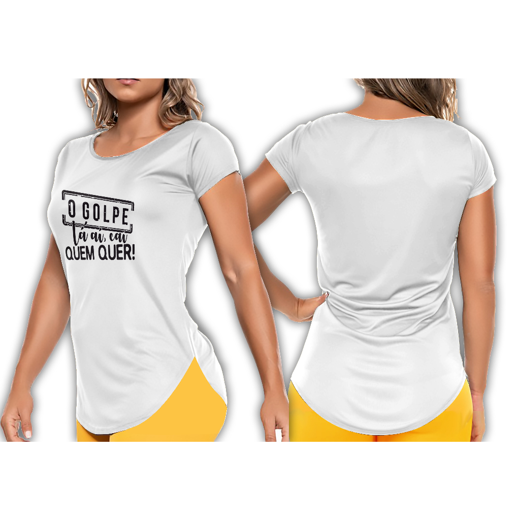 Blusa Feminina Com Manga baby Long Line Esportiva est. O Golpe 001 Academia Caminhada  -cores-academia