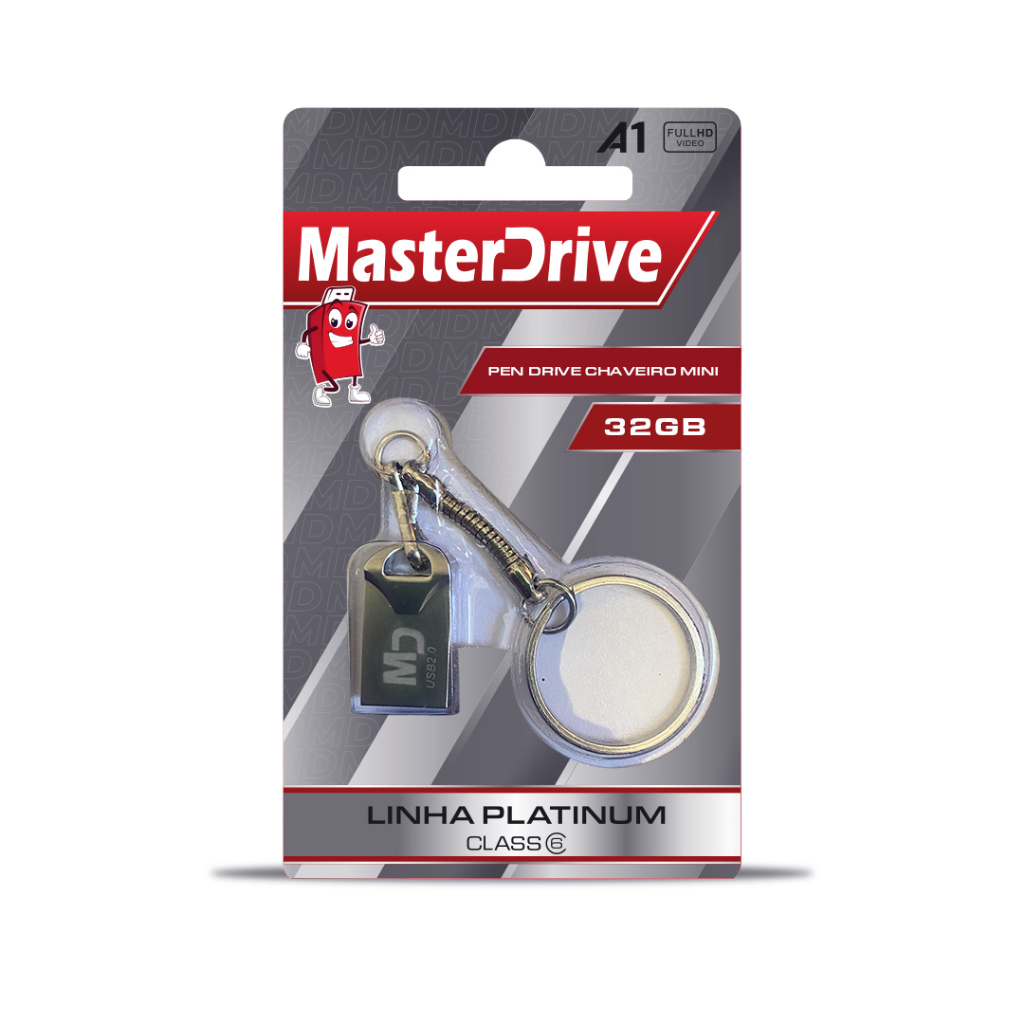 Mini Pendrive 32GB Nano Fit Chaveiro MasterDrive Platinum Original Pen drive 32GB