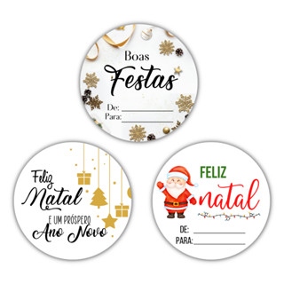100 Adesivos Natal Adesivo Personalizado Feliz Natal Promoção para Cliente