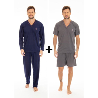 Kit 2 Pijamas Masculino Verão Inverno em Oferta na Shopee