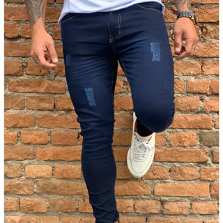 Calça Jeans Masculina Skinny Slim Tecido Premium Com Elastano Lycra