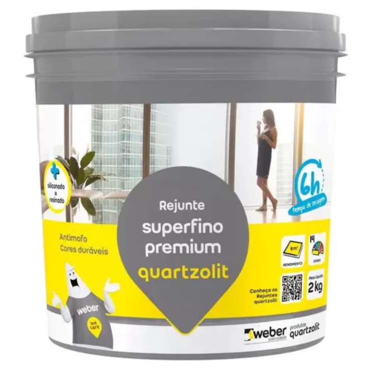 Rejunte Porcelanato Superfino Premium 2kg Pote Quartzolit - Várias Cores