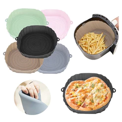 Quardrada Bandeja Panela Forro Forma cesto de Silicone Para Airfryer fritadeira 18cm