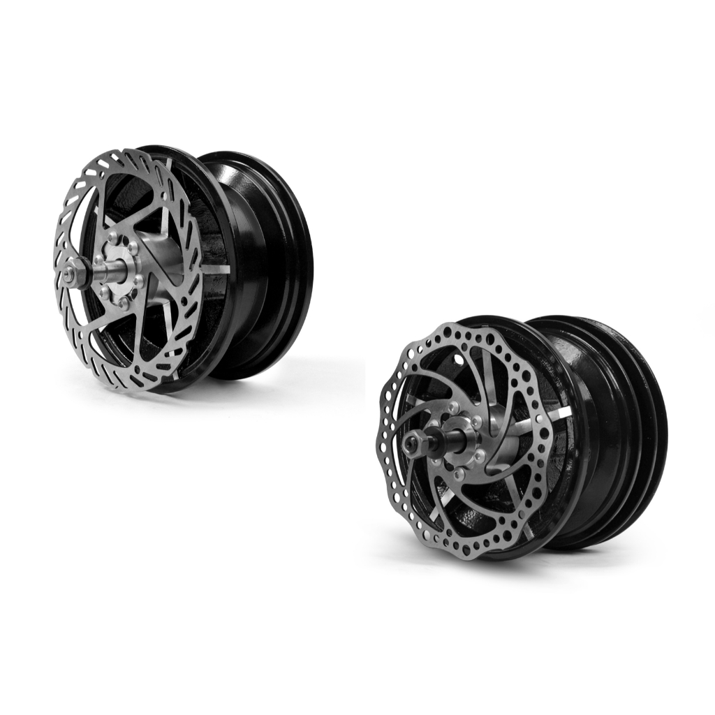 Kit Roda Para Patinete Motorizado em Alumínio, Dianteira e Traseira com Suporte e Disco de Freio
