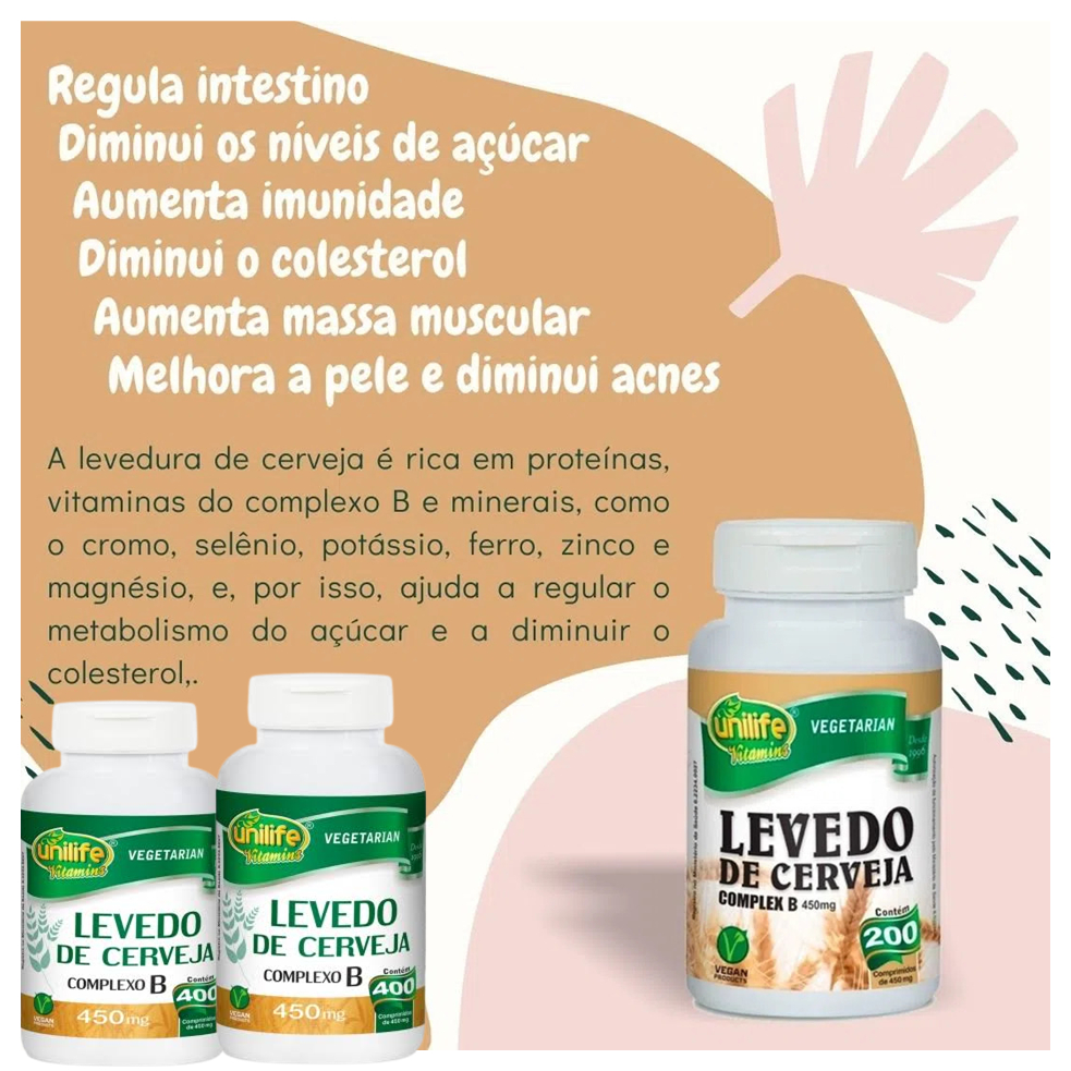 Levedo De Cerveja + Complexo B 200 comprimidos 450mg Unilife