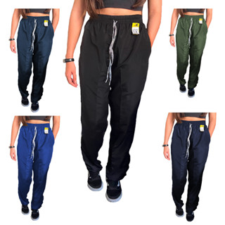 Kit C/3 Calça feminina masculina Básica Street Larga Tactel 3 Bolsos