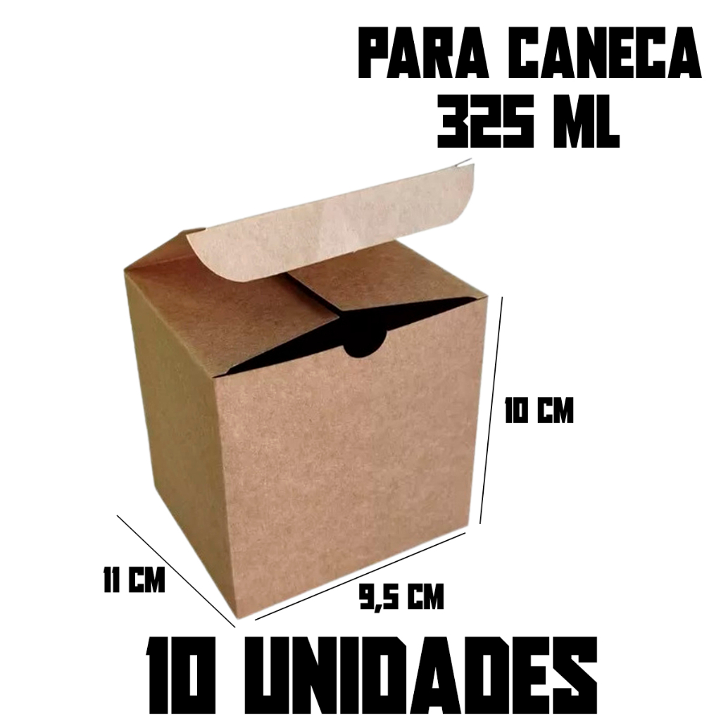 10-25-50-100 Caixas Caixinhas Embalagem Para Caneca/Xícara Porcelana/Cerâmica 325ml 9,5cm x 11cm x 10 cm Pré Montadas