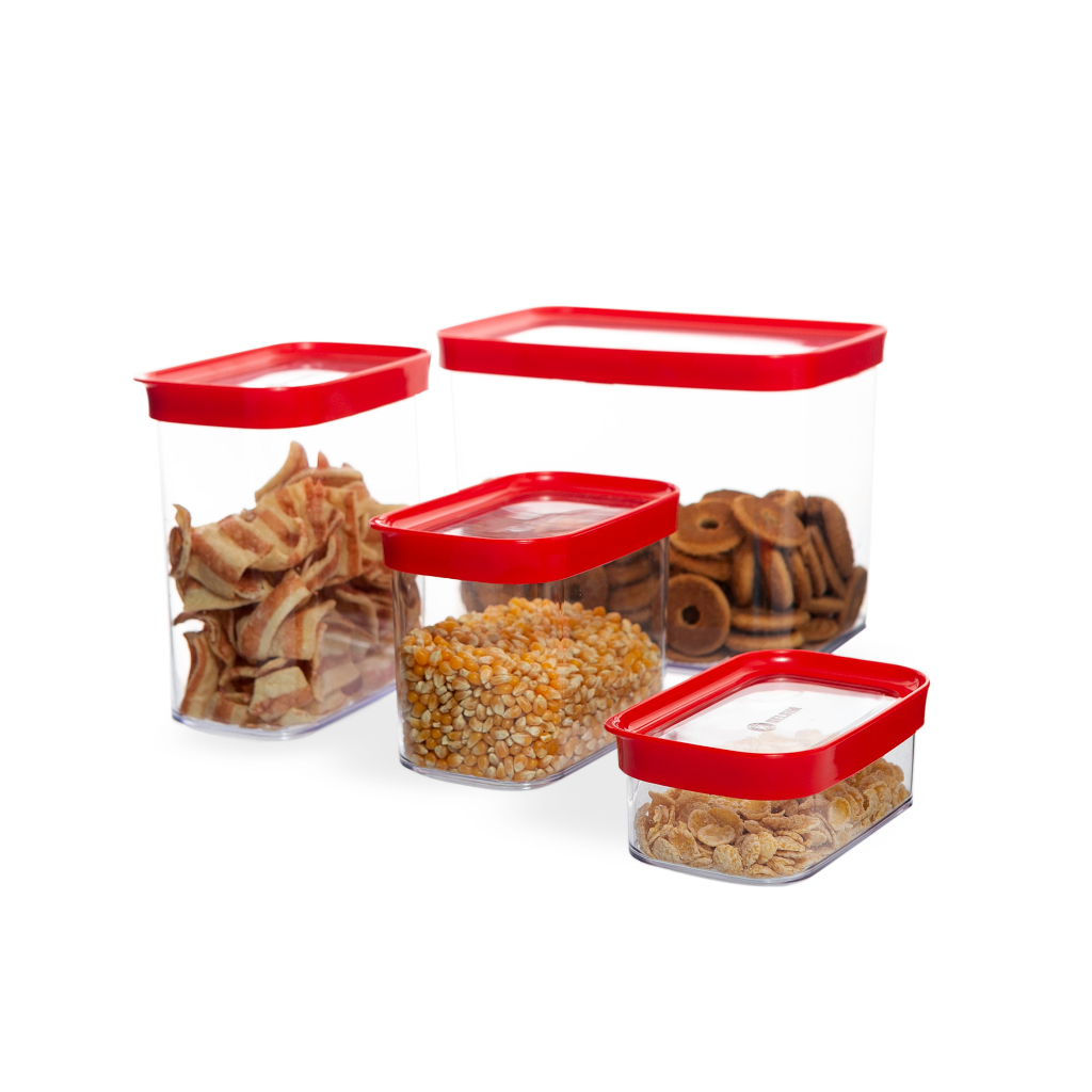 porta mantimentos para cozinha Kit conjunto com 4 Potes herméticos