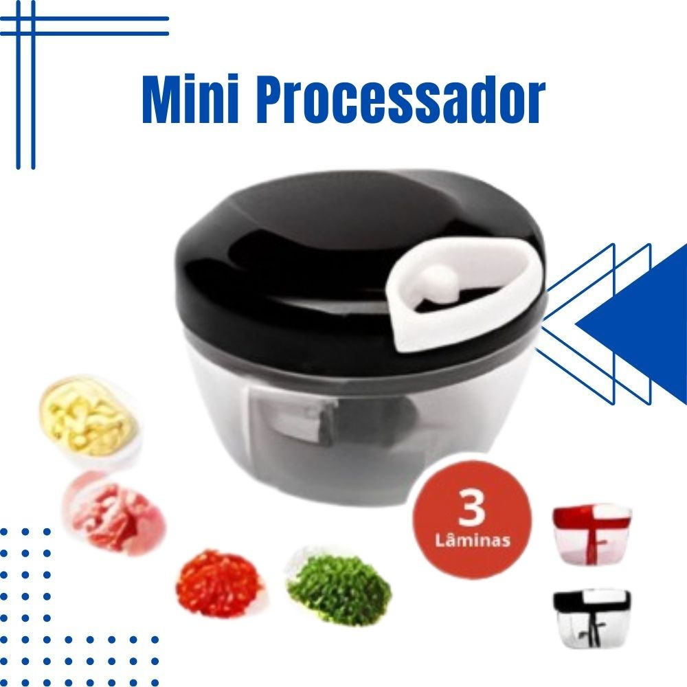 Mini Processador Manual De Alimentos Triturador 3 Lâminas