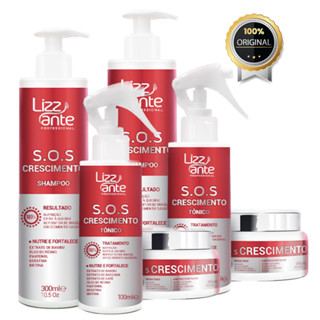 2 Kit SOS Crescimento Lizz ante - Crescimento Acelerado - Preenche Falhas - Combate Calvice - Trata Alopécia - Aumento Volume Massa Capilar - Combate Caspa e Oleosidade - Hidrata - Brilho Intenso - Cabelo Ressecado - Keratina - Óleo Rícino - Biotina