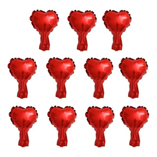 50 Balão Metalizado Mini Coração Vermelho Centro de Mesa 5 Polegadas 12cm